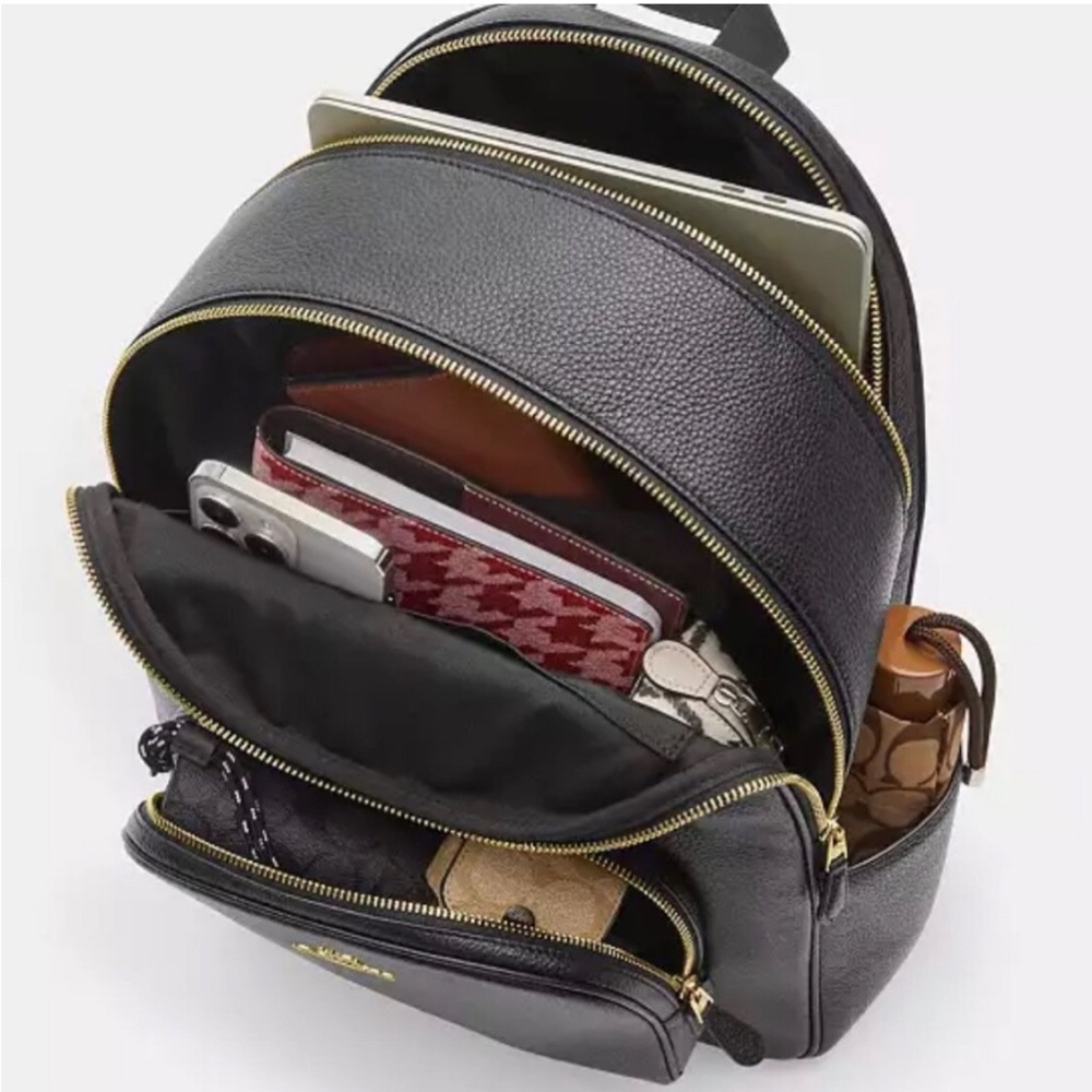 Coach  Pebble Leather Court Backpack in black NWT - Picture 13 of 14